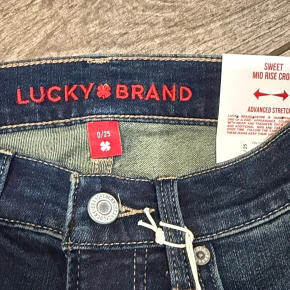 NWT Lucky Brand Dark Blue Sweet Mid Rise Crop Denim Jeans - Picture 6 of 6